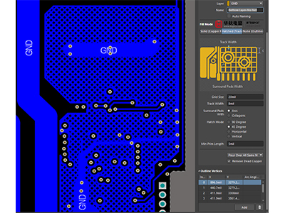 PCB网格铺铜参数